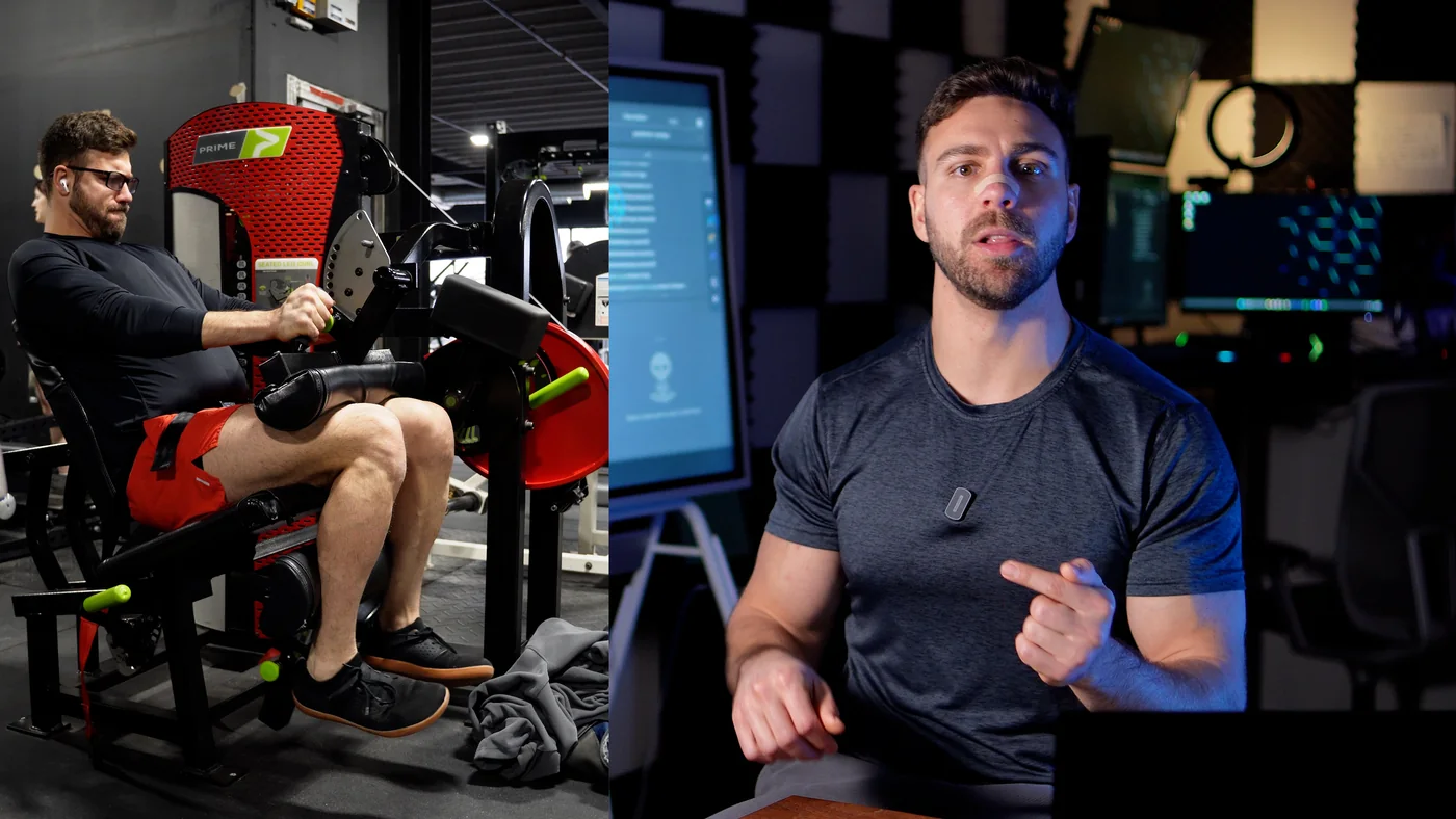 Seated hamstring curl setup showing a seat belt securing the pelvis to the machine